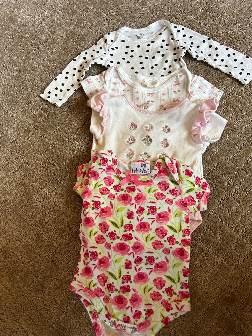 Floral Pink & White Baby Onesie Bundle - 4 Pack